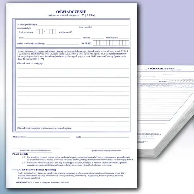 Jak prawidłowo wypełnić oświadczenie na wniosek strony - poradnik