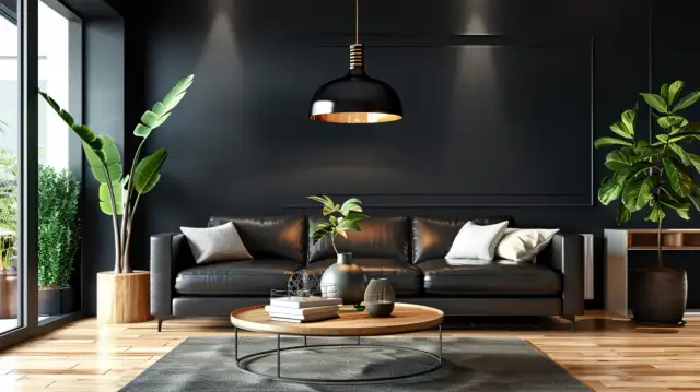Salon biało-czarny z drewnem: 5 pomysłów na aranżację