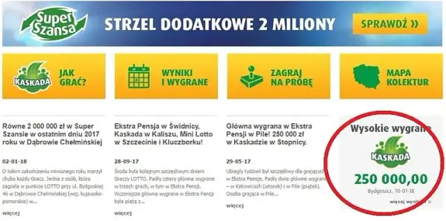 Ile wynosi najwyższa wygrana w loterii Kaskada? Zaskakujące kwoty!