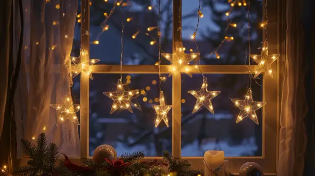 Jak oświetlić okno na święta: Gwiazda LED jako dekoracja