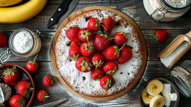 Ciasto z truskawkami bez cukru - Zdrowe ciasto z truskawkami