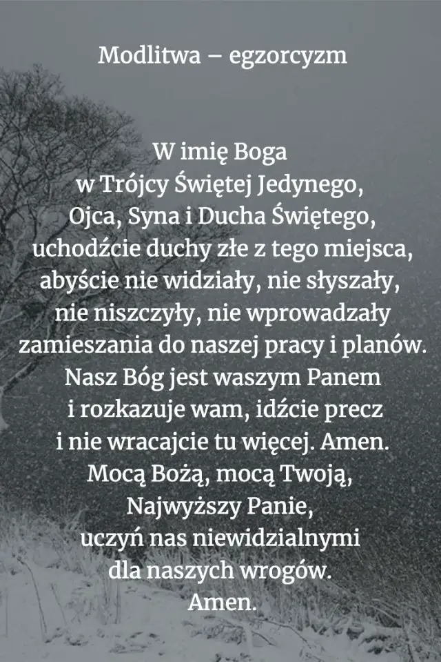 Modlitwa egzorcyzm o odrzucenie wszystkiego co szkodzi i blokuje negatywne siły