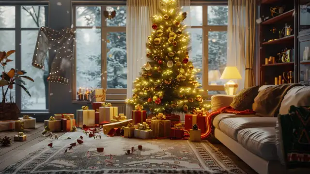 Zdjęcia przy choince: Pomysły na świąteczne zdjęcia rodzinne w domu