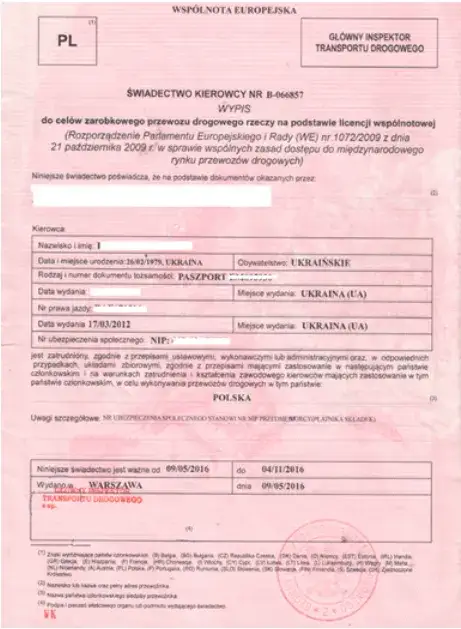 Kierowca z Ukrainy jakie dokumenty są niezbędne do pracy w Polsce