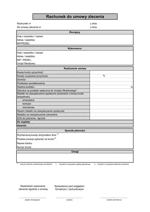 Jak bez błędów wystawić rachunek do umowy zlecenia krok po kroku