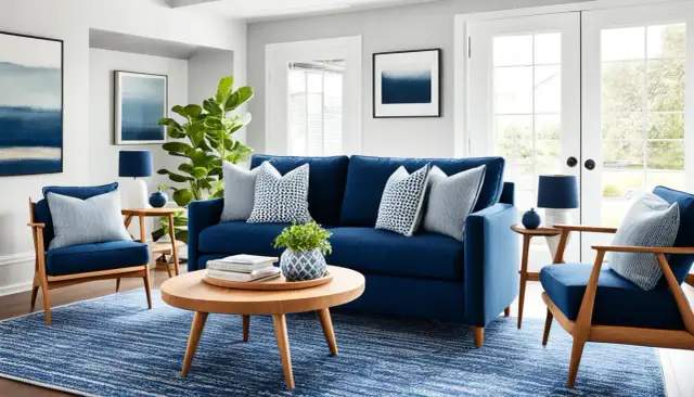 Jakie meble do granatowej kanapy – stwórz harmonijne wnętrze