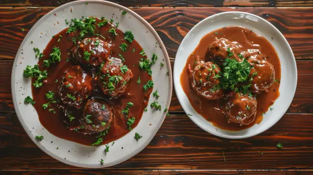 Pulpety w sosie pieczeniowym lub pieczarkowym - drobiowe lub wołowe