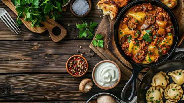 Pierogi z mięsem mielonym i pieczarkami lub warzywami - przepis