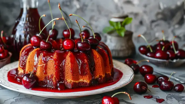 Ciasto z wiśniami w alkoholu - Przepis na ciasto z wiśniami w likierze