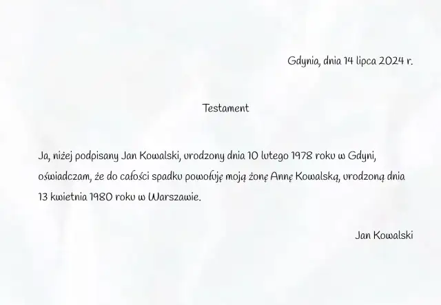 Testament wzajemny małżonków - wzór i wskazówki do napisania