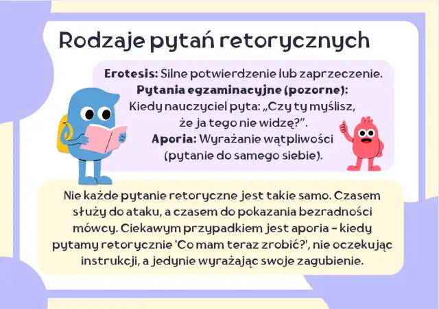 Rodzaje pytań retorycznych: Erotesis, pytania pozorne i aporia. Czy każde pytanie retoryczne to to samo? Nie!
