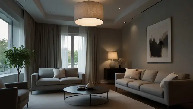 Szara lampa sufitowa - Nowoczesne wnętrza w stonowanym klimacie