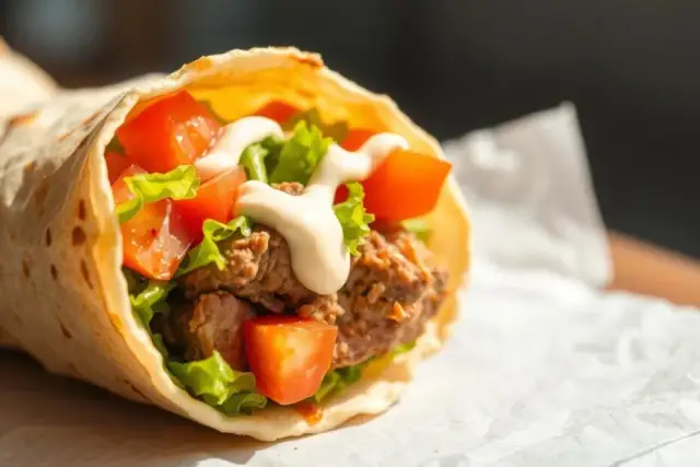 Kebab drobiowy w tortilli: Najmniej kalorii? Sprawdź!