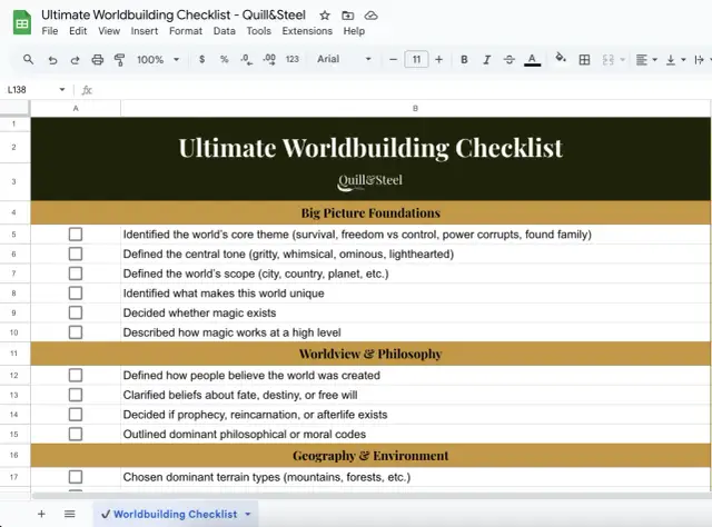 Arkusz Kalkulacyjny do Worldbuildingu: Twój Świat w Excelu/Google Sheets