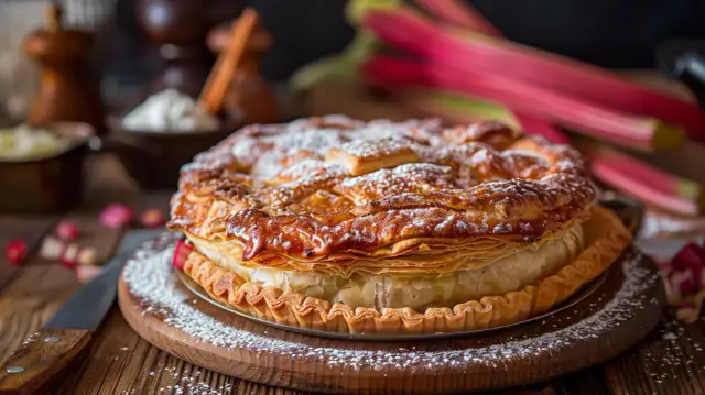 Drożdżówki z budyniem - Przepis na drożdżówki z budyniem i rabarbarem