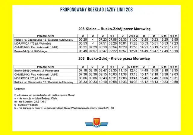 Rozkład jazdy 45 Morawica Kielce – sprawdź godziny i przystanki