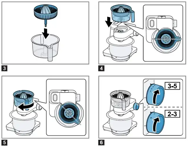 Jak zamontować wyciskarkę do cytrusów Bosch MUZ5ZP1 krok po kroku
