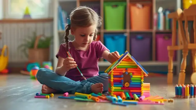 Domek z Patyczków: Krok po Kroku - Twórz Zabawne Konstrukcje!