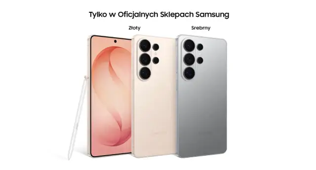 Złoty i srebrny Samsung Galaxy S26 z rysikiem. Dostępne tylko w oficjalnych sklepach Samsung.