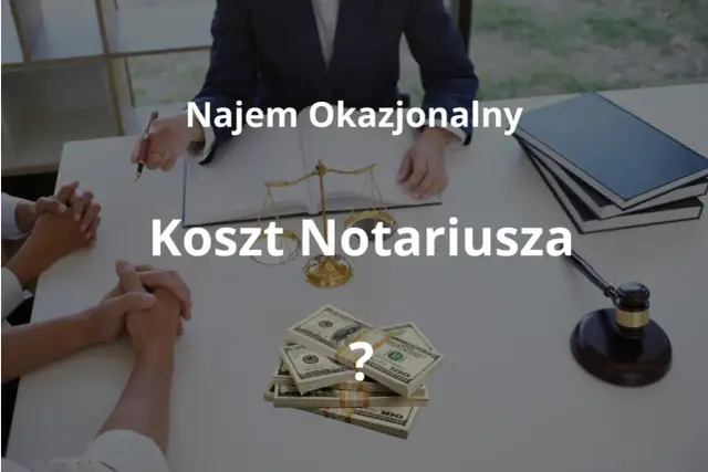 Ile kosztuje umowa najmu okazjonalnego u notariusza? Stos banknotów dolarów i młotek sędziowski sugerują pytanie o cenę.