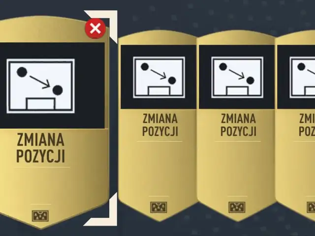 Ikony zmiany pozycji w grze FIFA 23, jedna z czerwonym krzyżykiem.