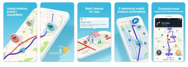 Darmowa nawigacja samochodowa pokazuje trasę, ostrzega przed korkami i policją, pomaga znaleźć parking.