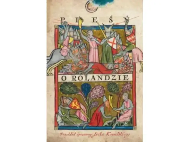 Ilustracja z epoki do "Pieśni o Rolandzie" ukazuje scenę bitwy i rycerzy.