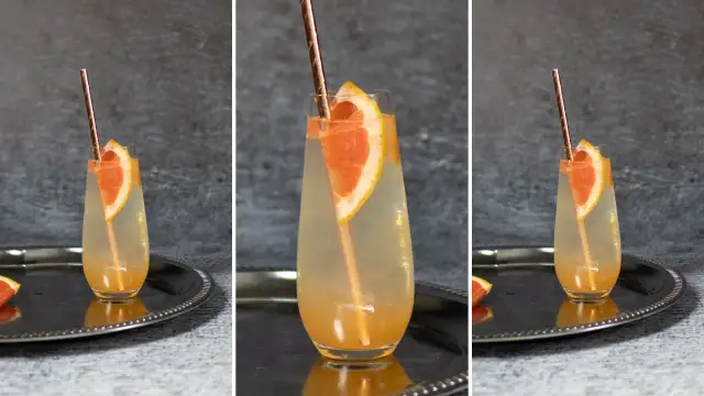 Orzeźwiająca Paloma z grejpfrutem i słomką, obok Tequila Sunrise.