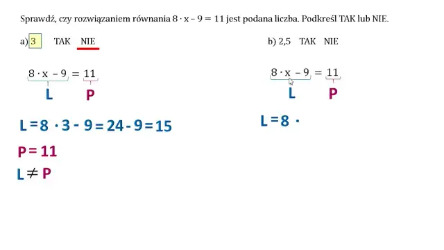 Jak sprawdzić, czy podana liczba x spełnia równanie matematyczne?