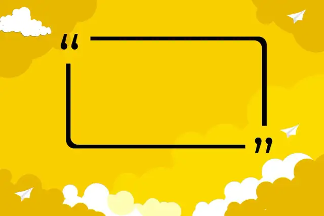 Ramka na cytaty z chmurkami i samolocikami. Idealne tło, by pokazać, jak pisać cytaty.
