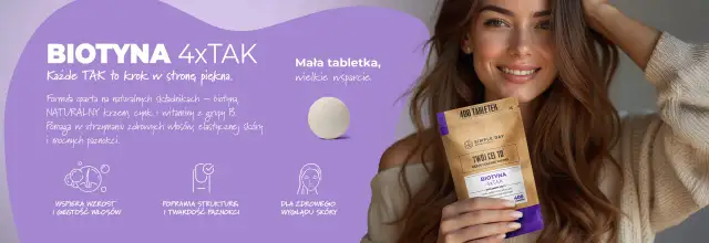 Biotyna na co? Na zdrowe włosy, skórę i paznokcie. Formuła z naturalnymi składnikami wspiera piękno od wewnątrz.