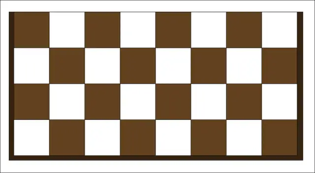 Plansza do gry w warcaby z brązowymi i białymi polami.