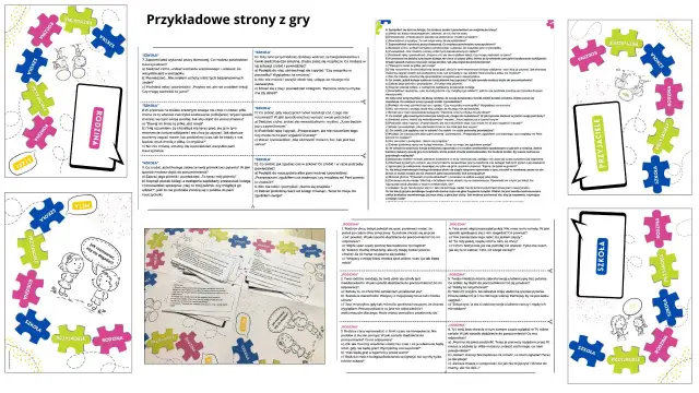 Zasady pracy w grupie dla dzieci: gra planszowa z zadaniami do rozmowy o szkole, rodzinie i przyjaciołach.