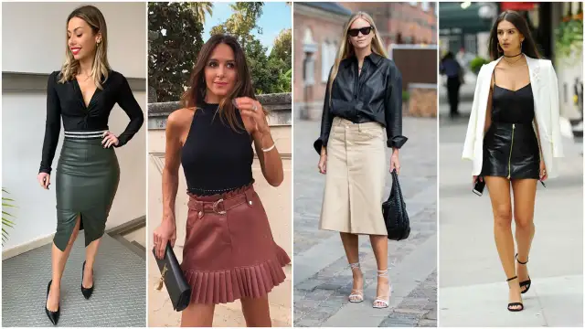 Estilos irresistibles de faldas de piel que no puedes dejar pasar