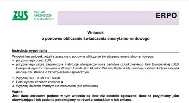 Czy wniosek o ponowne przeliczenie emerytury można złożyć elektronicznie?