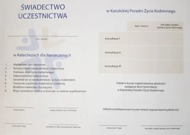 Ślub kościelny: Zaświadczenie z poradni życia rodzinnego bez stresu