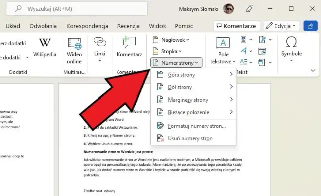 Jak numerować strony w Wordzie od 2 bez błędów i frustracji