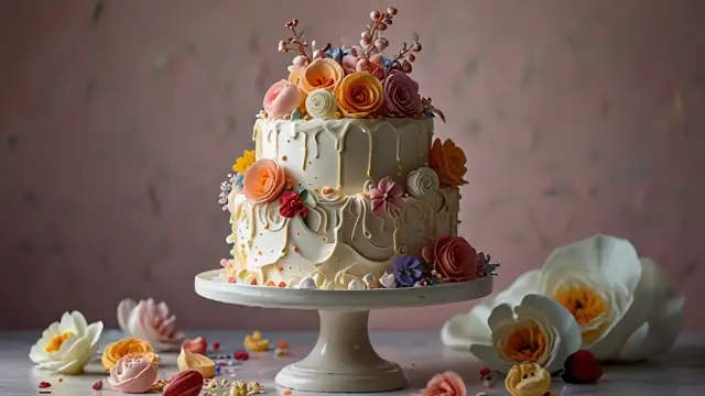 Idealne połączenie smaków: Tort z kwiatami i bezami na każdą okazję