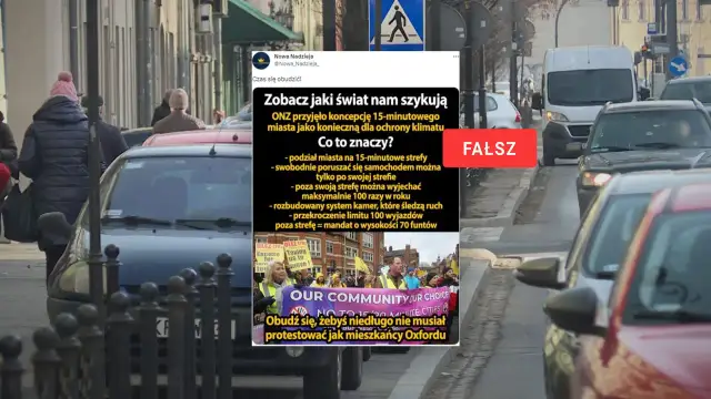 Protest przeciwko koncepcji miasta 15-minutowego, które ma ograniczać swobodę poruszania się.