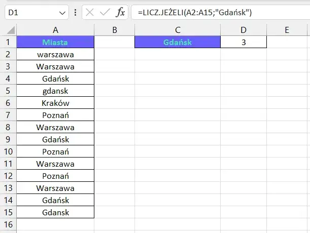 Jak w Excelu policzyć ile razy występuje dana wartość w prosty sposób