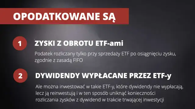Opodatkowane są zyski z obrotu ETF-ami i dywidendy wypłacane przez ETF-y. Dowiedz się, co to fundusze ETF i jak działają.