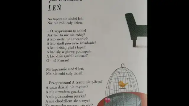 Na kanapie siedzi leń wiersz - odkryj jego przesłanie o lenistwie