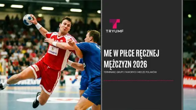 Piłkarz ręczny w skoku rzuca piłkę. Zapowiedź ME w piłce ręcznej mężczyzn 2026.