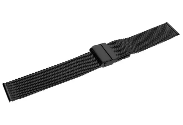 Elegancka, czarna bransoleta typu mesh z metalowym zapięciem. Idealna do nadania stylu każdemu zegarkowi.