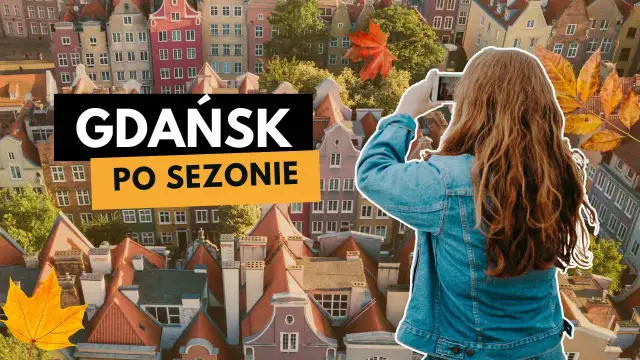 Jesienne gdańskie atrakcje turystyczne uchwycone przez turystkę. Kolorowe kamienice i liście tworzą malowniczy widok.