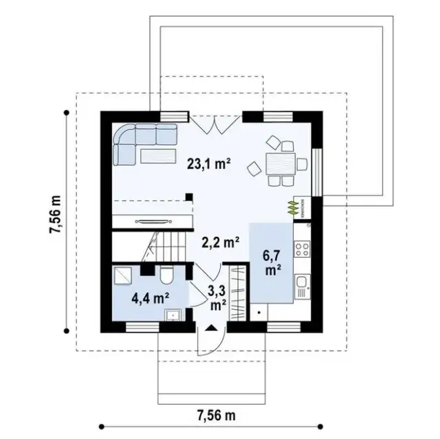 Dom jednopiętrowy do 70 m² - projekt Z264D z kolekcji Muratora, wybudujesz bez pozwolenia