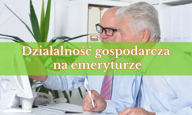 Dwóch starszych panów analizuje dokumenty przy biurku. Działalność gospodarcza na emeryturze to dla nich nowe wyzwanie.