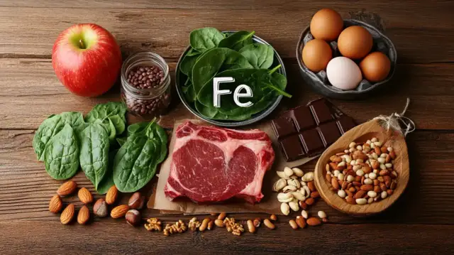 Produkty bogate w żelazo: szpinak, mięso, jajka, orzechy, czekolada, jabłko, fasola. Unikaj kawy i herbaty, bo wypłukuje żelazo.