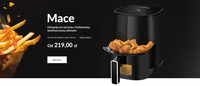 Frytkownica beztłuszczowa Lehmann - chrupiące frytki i kurczak bez tłuszczu. To firma, która ułatwia zdrowe gotowanie.