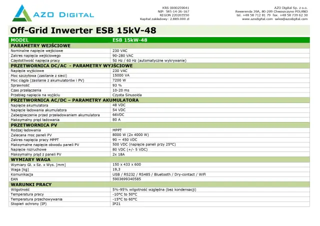ESB 10kW 48V: 5kW mocy ciągłej. Co kryje ten inwerter?